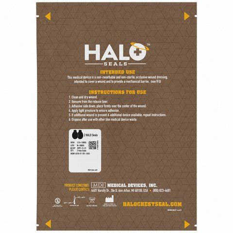 Окклюзионная наклейка HALO Chest Seal Flat Pack (без клапана, 2 шт) 2000000237770 фото