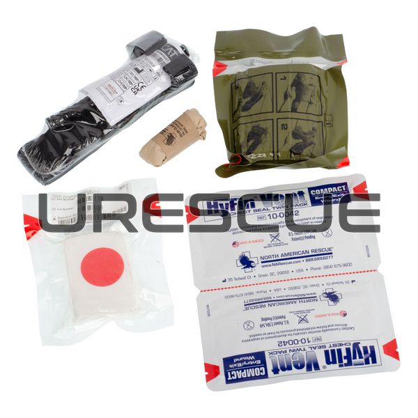 NAR M-FAK Mini First Aid Resupply Kit, Clear, Gauze for wound packing, Elastic bandage, Occlusive dressing, Turnstile