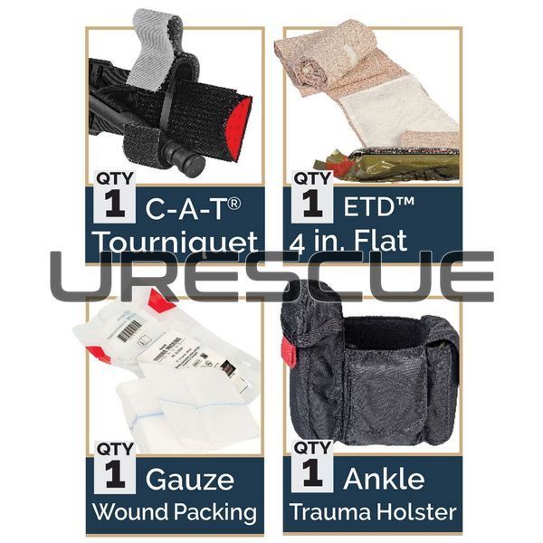 NAR Ankle Trauma Kit, Black, Gauze for wound packing, Elastic bandage, Turnstile