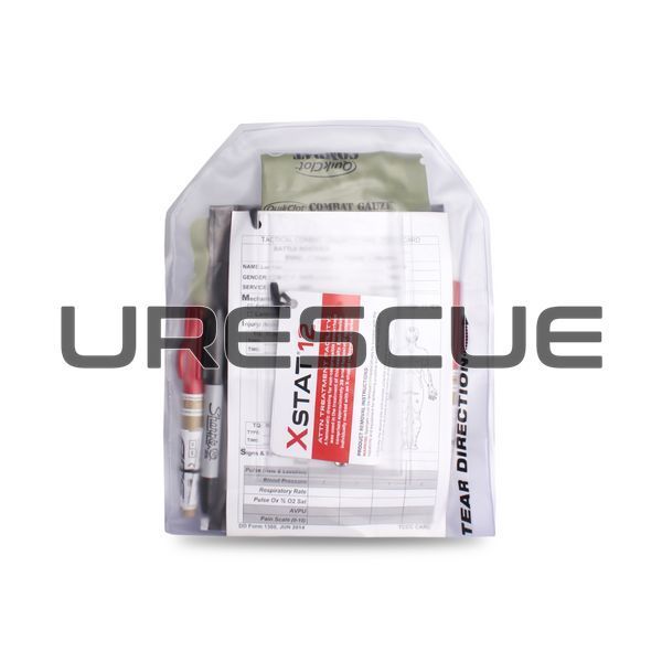 Phokus Under Armor Base Trauma Kit, Clear, Hemostatic Gauze, Decompression needles, Nasopharyngeal airway, Occlusive dressing, Eye shield