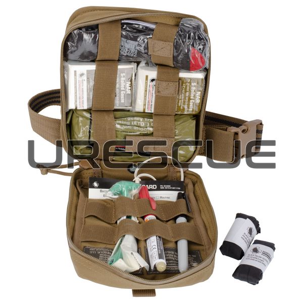 NAR S.T.O.R.M. Operator IFAK, Coyote Brown, Gauze for wound packing, Elastic bandage, Medical rolled gauze, Decompression needles, Nasopharyngeal airway, Occlusive dressing, Turnstile, Eye shield