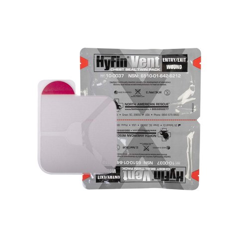 NAR HyFin Vent Chest Seal Twin Pack, Gray, Occlusive dressing