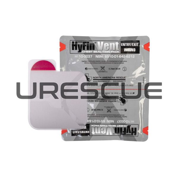 NAR HyFin Vent Chest Seal Twin Pack, Gray, Occlusive dressing