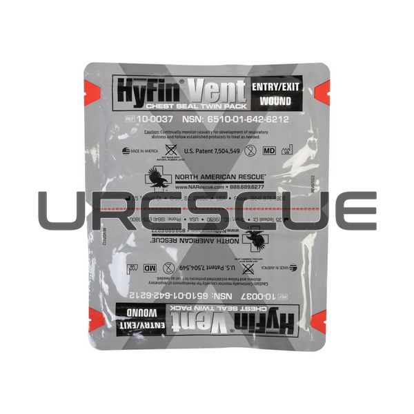 NAR HyFin Vent Chest Seal Twin Pack, Gray, Occlusive dressing