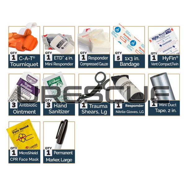 NAR Door Panel Kit Basic, Black, Gauze for wound packing, Elastic bandage, Medical scissors, Occlusive dressing, Turnstile