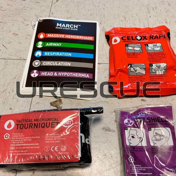 March IFAK Resupply Kit, Clear, Bandage, Hemostatic Gauze, Decompression needles, Nasopharyngeal airway, Occlusive dressing, Turnstile, Eye shield