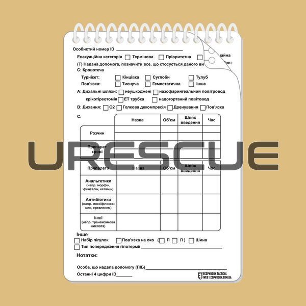 ECOpybook Set of Cards TCCC, White, Medical cards