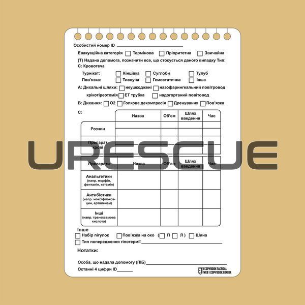 ECOpybook Set of Cards TCCC, White, Medical cards