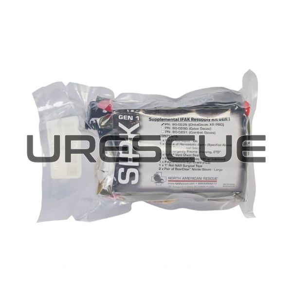 North American Rescue Supplemental IFAK Resupply Kits GEN 1 (SIRK), Clear, Hemostatic Gauze, Elastic bandage, Nasopharyngeal airway, Occlusive dressing, Turnstile, Eye shield