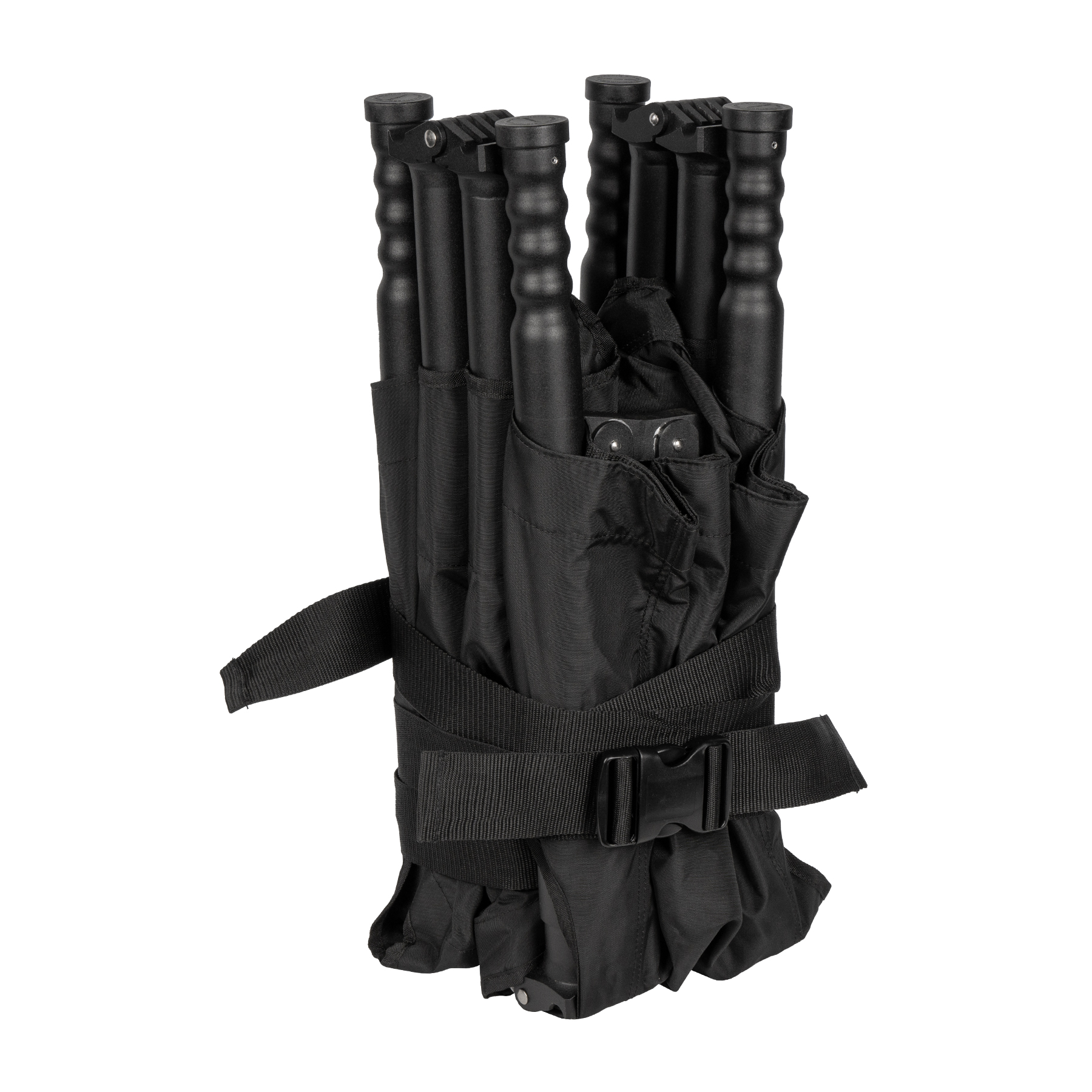 Folded medical stretcher in a carry case with strap 